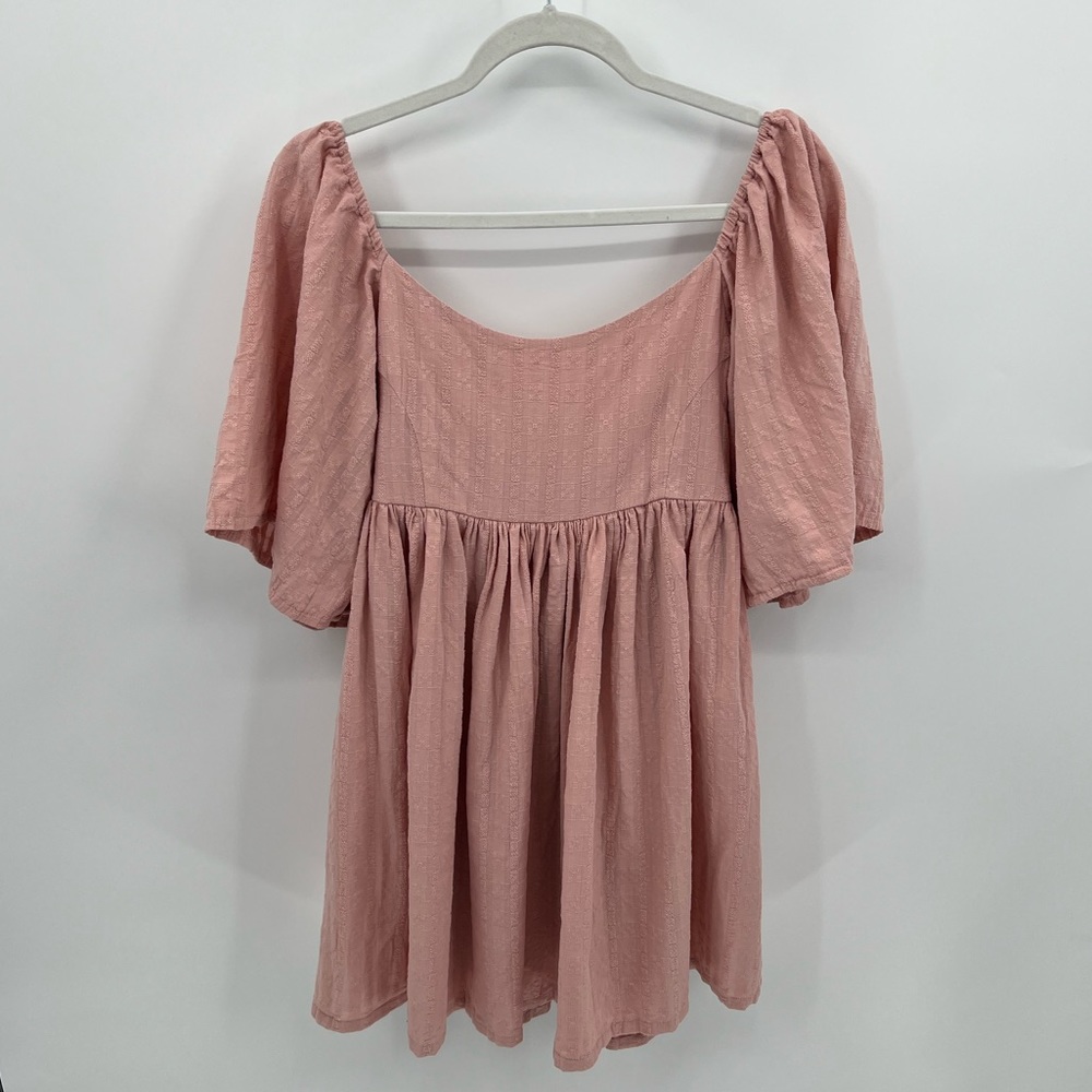 Elf pink textured babydoll mini dress